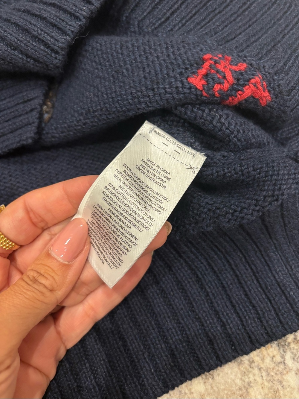 NWT Ralph Lauren Navy Polo Bear Crewneck Sweater XXS - Picture 4 of 4